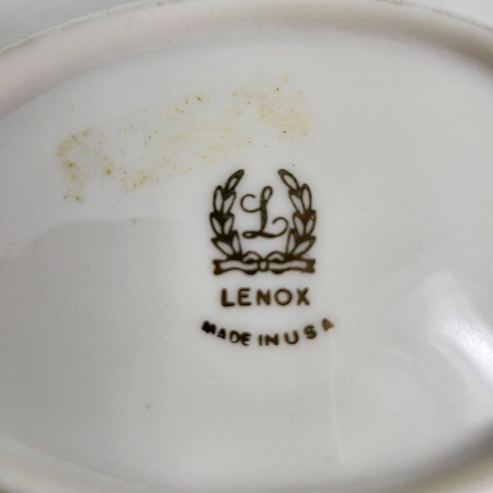 Lenox Candy Trinket Jewelry Dish Leaf With Silver Trim Vintage USA Home Decor - Picture 6 of 16